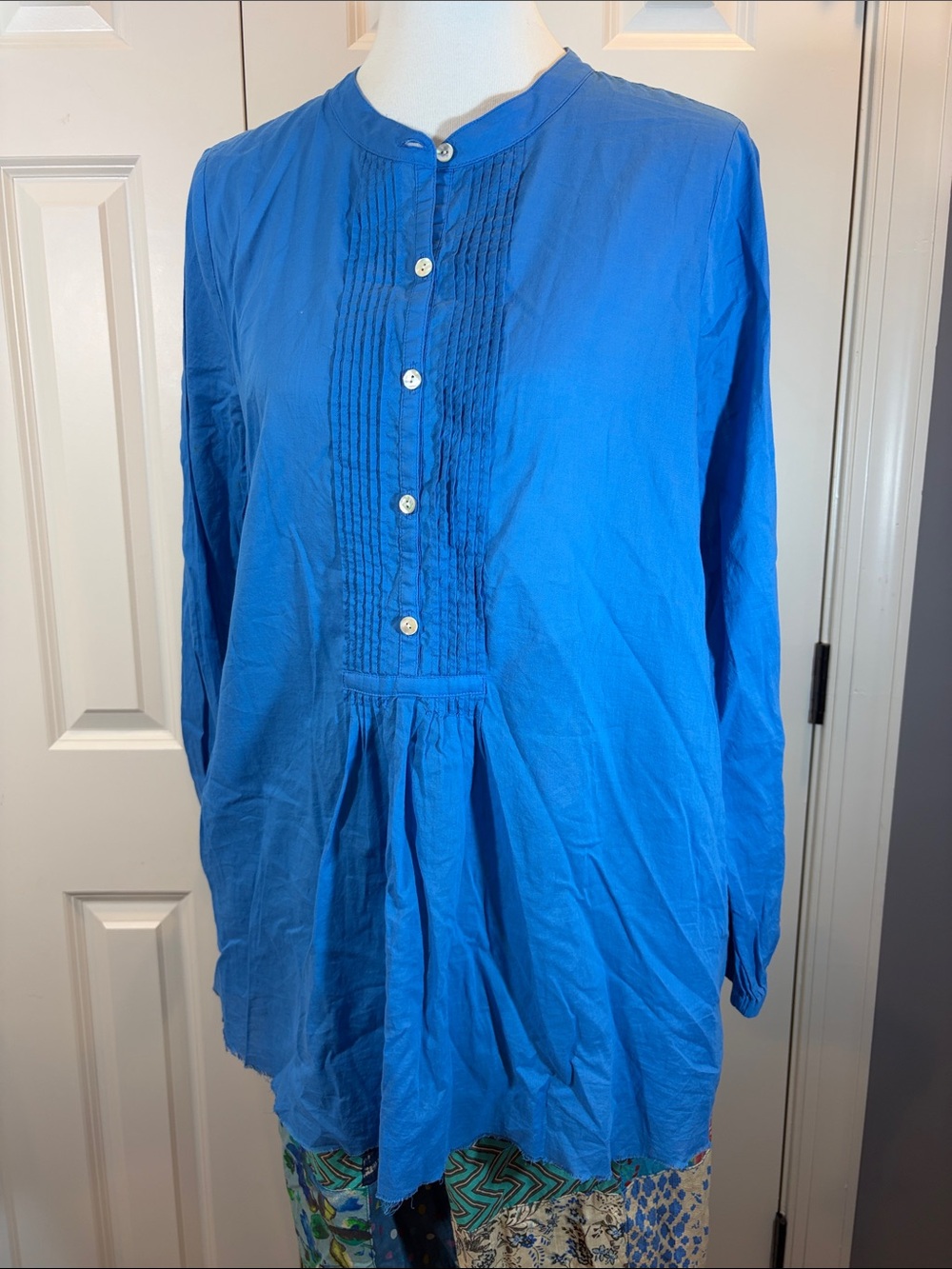 Lilly Pulitzer Bright Blue Pintuck Button Tunic